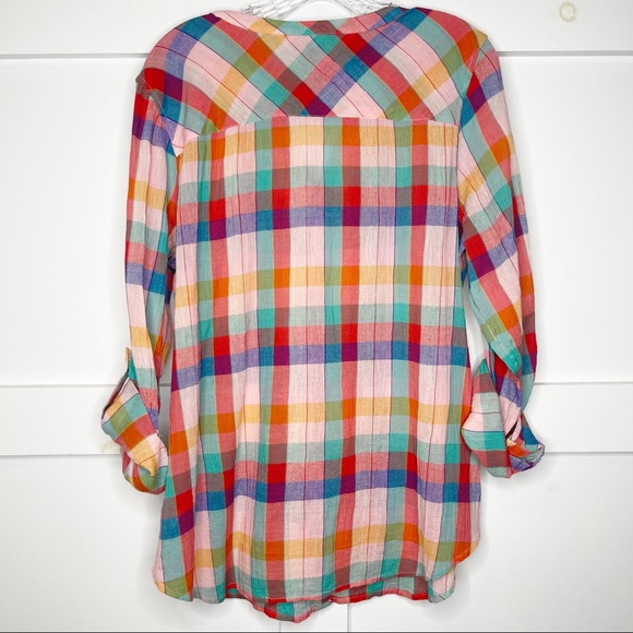Talbots Check Plaid Button Up Shirt Long Sleeve Women’s Large Cotton - Picture 3 of 5